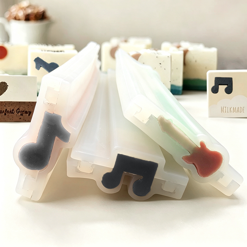 Soap Making Cold Process - Gitarren- und Geigenform-Seifenform, Musiknoten-Silikon-Säulenform, Einbettungsseife, Kaltprozess-Herstellungszubehör,