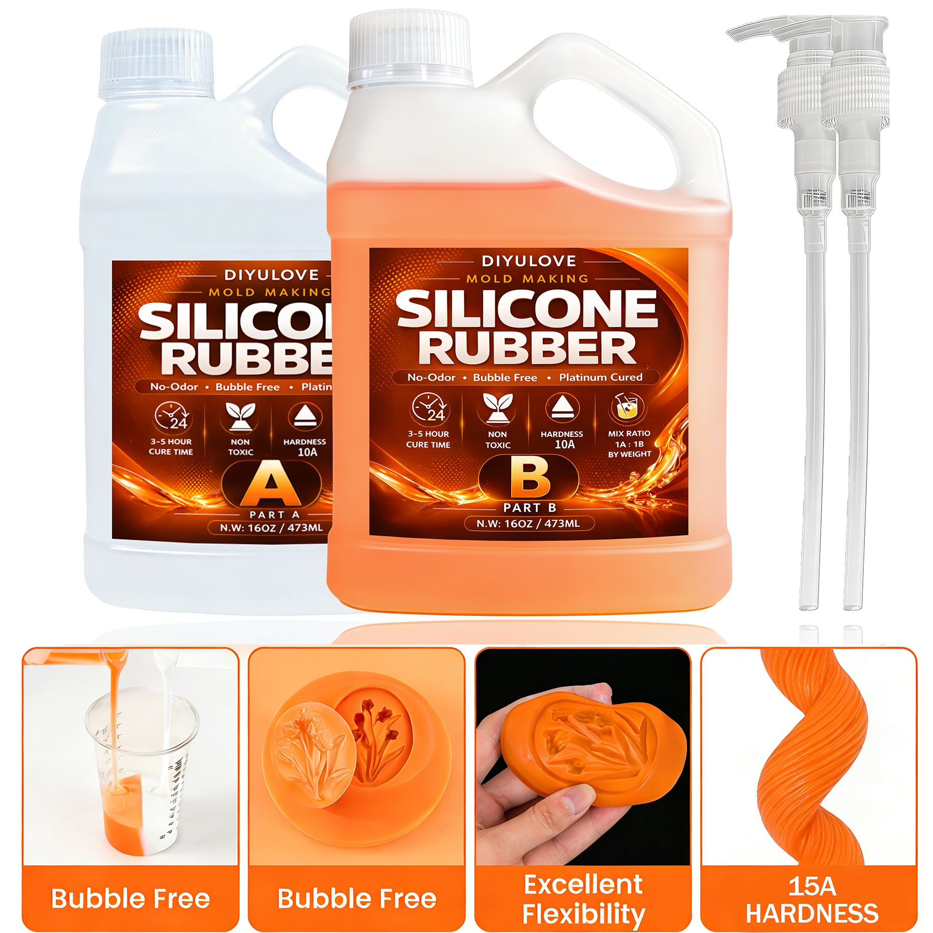 Soap Making Material - Flüssiges Silikonkautschuk-Set, Hochleistungs-Schnellhärtender, Ungiftiger, Hitzebeständiger Kautschuk
